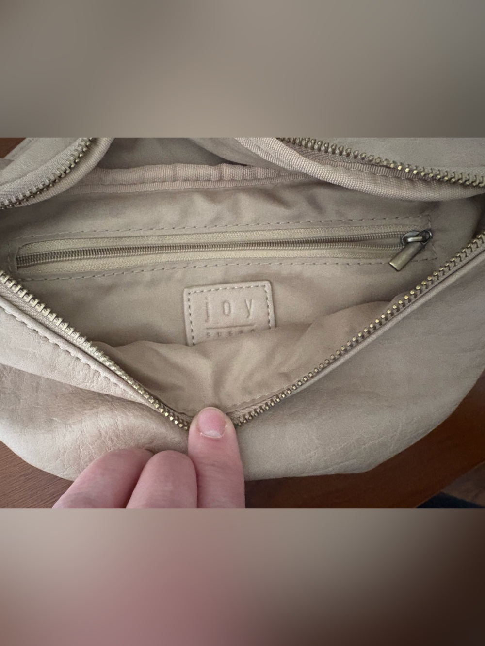Neutral Beige Leather Crossbody Belt Bag - Picture 5 of 6